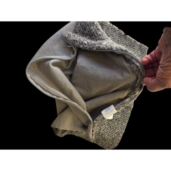 West Elm Boucle Pillow Cover 18x18 NWT Gray Wool Blnd Modern Neutral Cotton Back - Picture 2 of 9